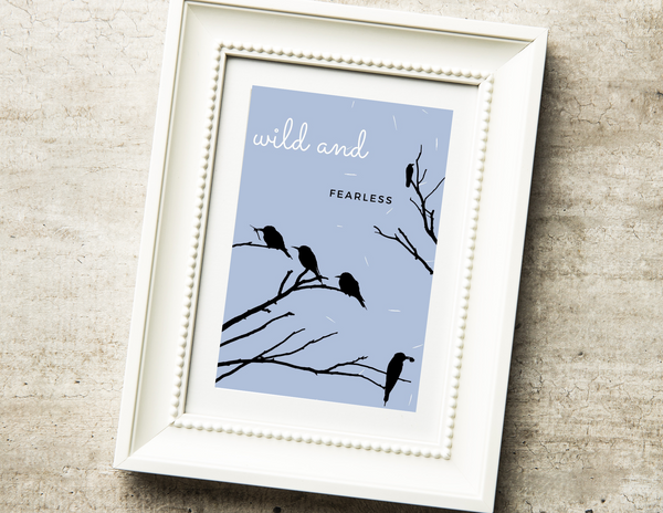 5x7 Printable Grey Tree Birds Wall Art Print for Framing by Jeanetta Richardson