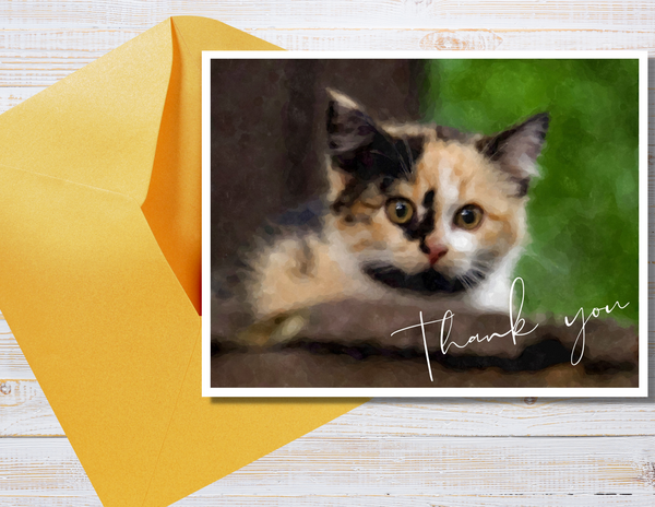 Printable 4x6 Lounging Baby Kitten Thank You Postcard (Set of 5) by Jeanetta Richardson