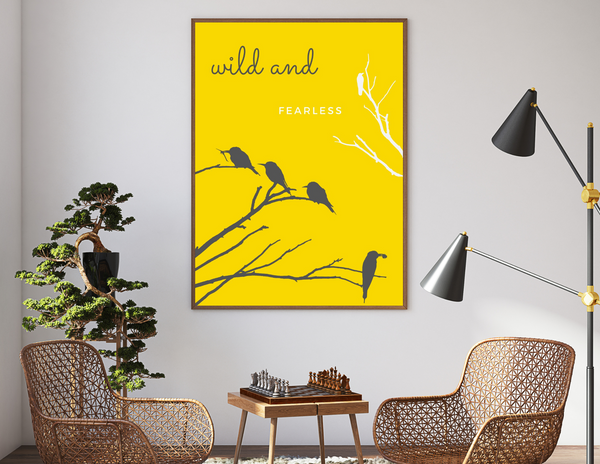 8x10 Printable Yellow Tree Birds Wall Art Décor Print by Jeanetta Richardson