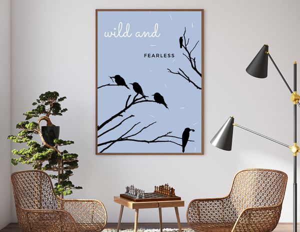 8x10 Printable Grey Tree Birds Wall Art by Jeanetta Richardson