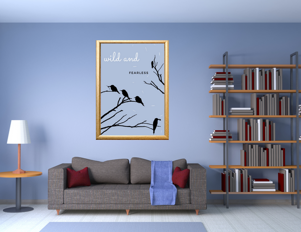 8x10 Printable Grey Tree Birds Wall Art by Jeanetta Richardson