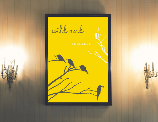 8x10 Printable Yellow Tree Birds Wall Art Décor Print by Jeanetta Richardson