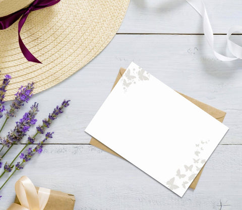 Printable Cream Butterfly Notecard Stationery (Set of 5) by Jeanetta Richardson