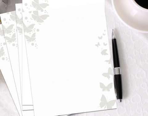 Printable Cream Butterfly Stationery Paper (Set of 5) by Jeanetta Richardson