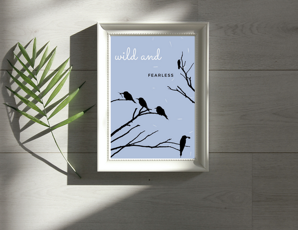 5x7 Printable Grey Tree Birds Wall Art Print for Framing by Jeanetta Richardson