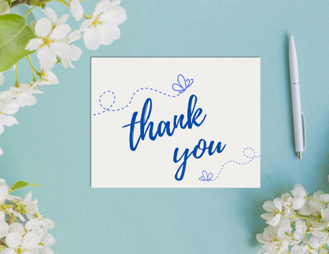 Printable Blue Butterfly Thank You Card