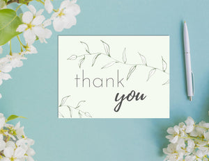 Printable Leaf Stalk Thank You Card