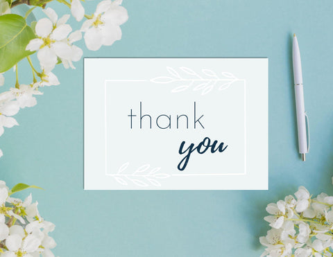 Printable Leaf Frame Thank You Card