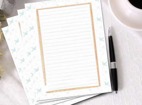 Printable Flying Doves Stationery Paper with Lines (Set of 5) by Jeanetta Richardson