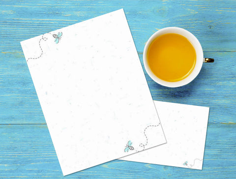 Printable Bee Stationery Paper and Notecard Set