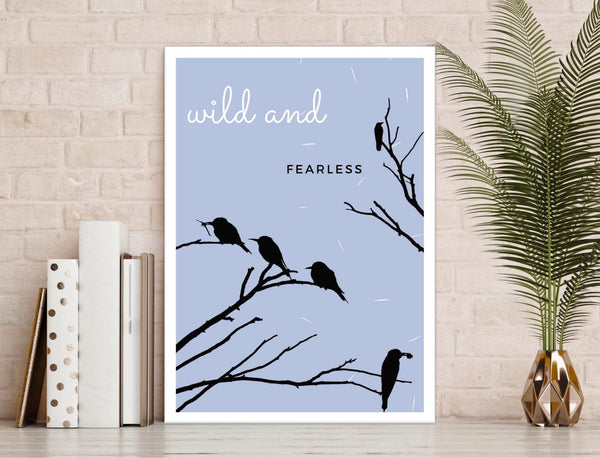 8x10 Printable Grey Tree Birds Wall Art by Jeanetta Richardson