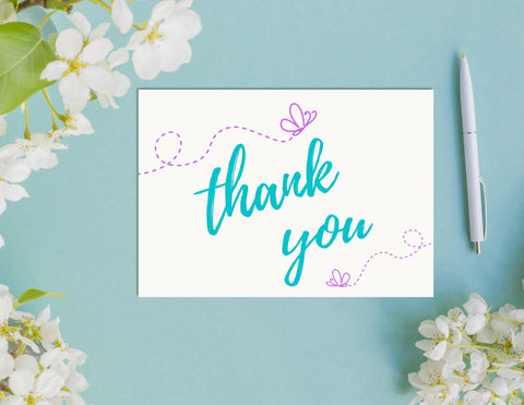 Printable Lilac Butterfly Thank You Card