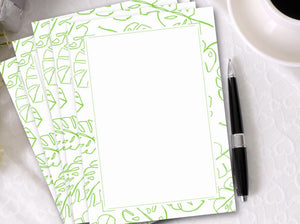 Printable Green Leaf Border Stationery Paper (Set of 5) by Jeanetta Richardson