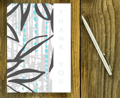 Printable Abstract Leaf Pattern Thank You Card PDF by Jeanetta Richardson