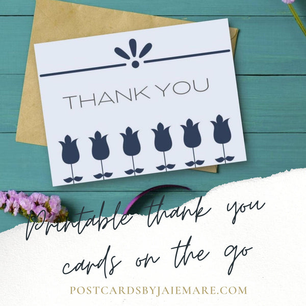 7x5 Printable Tulip Thank You Card PDF by Jeanetta Richardson