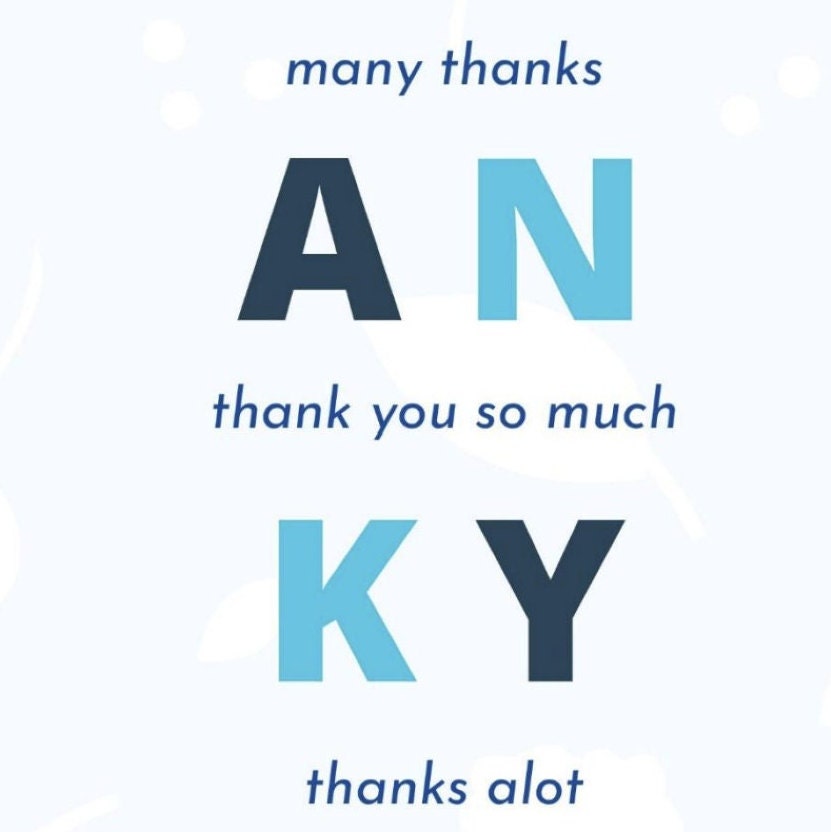 High Quality Printable Blue and White Thank You Card PDF by