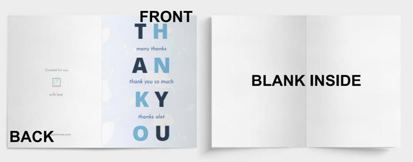 High Quality Printable Blue and White Thank You Card PDF by Jeanetta Richardson